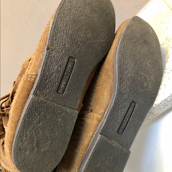 Minnetonka Sz7 Cognac Suede Fringe  Moccasin Boots - Picture 5 of 6